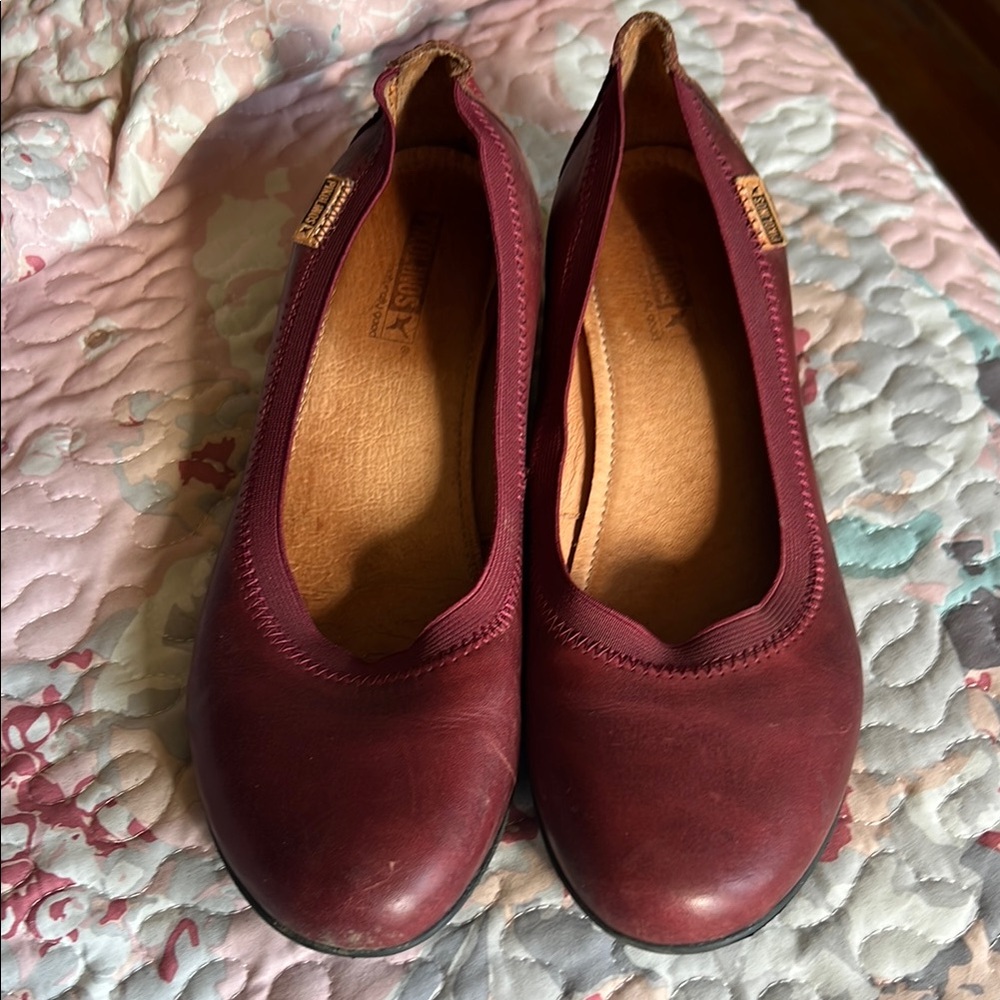 PIKOLINOS Burgundy Leather Flats